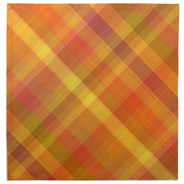 Fall Autumn Orange Plaid Pattern Napkin (Front)