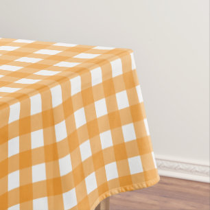 Fall Autumn Orange Plaid Pattern Tablecloth