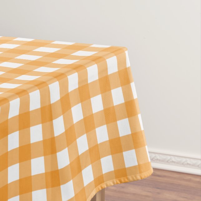 Fall Autumn Orange Plaid Pattern  Tablecloth (In Situ)