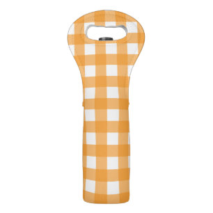 Fall Autumn Orange Plaid Pattern Wine Bag