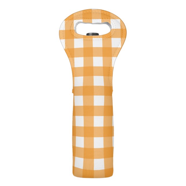 Fall Autumn Orange Plaid Pattern   Wine Bag (Front)