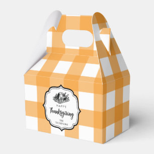 Fall Autumn Orange Plaid Thanksgiving Turkey Favor Boxes