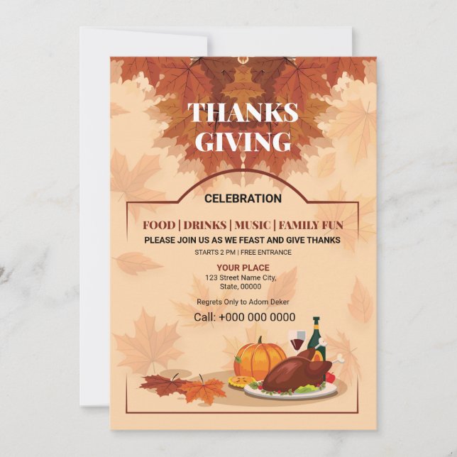 Fall / Autumn Party Flyer Template (Front)