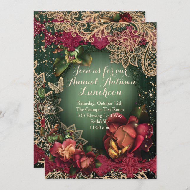 FALL AUTUMN PARTY INVITATIONS (Front/Back)