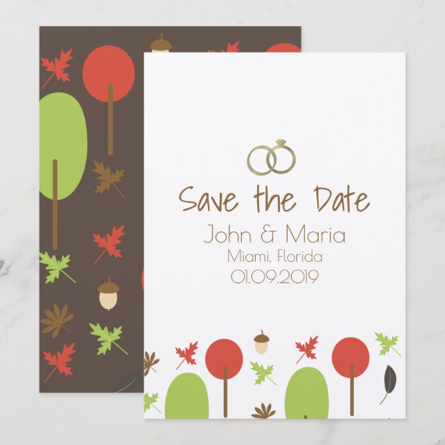 Fall Autumn Pattern Save the Date Kraft Invitation (Front/Back)