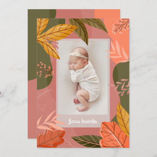 Fall Autumn Photo Birth Announcements