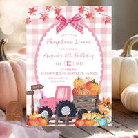 Fall Autumn Pink Bow Pumpkin Patch Birthday