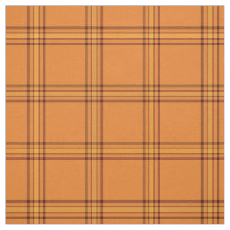 Fall Autumn Plaid in Orange with Yellow and Brown Fabric