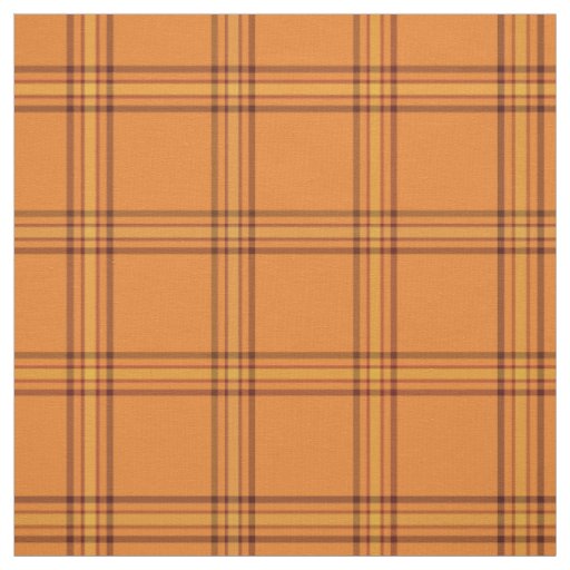 Fall Autumn Plaid in Orange with Yellow and Brown Fabric