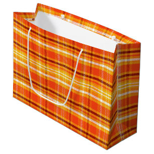 Fall Autumn Plaid Large Gift Bag