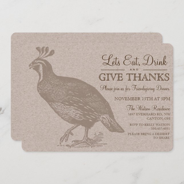 Fall Autumn Potluck Friendsgiving Invitation (Front/Back)