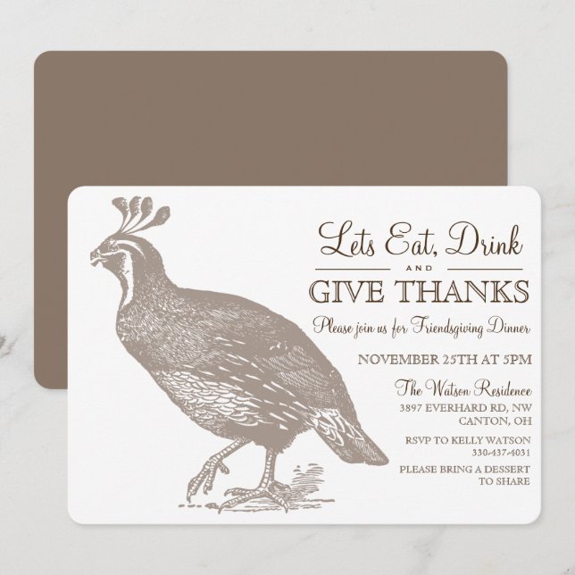 Fall Autumn Potluck Friendsgiving Invitation (Front/Back)