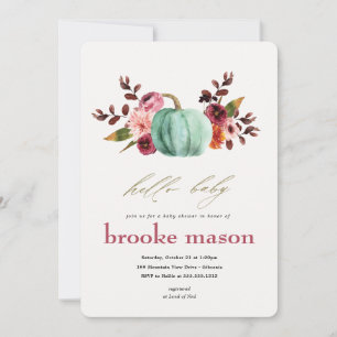 Fall Autumn Pumpkin Baby Shower Invitation Orange