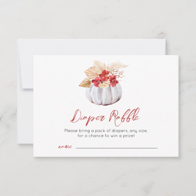 Fall Autumn Pumpkin Baby Shower Raffle Card (Front)