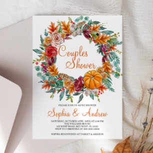Fall Autumn Pumpkin Couples Shower Invitation