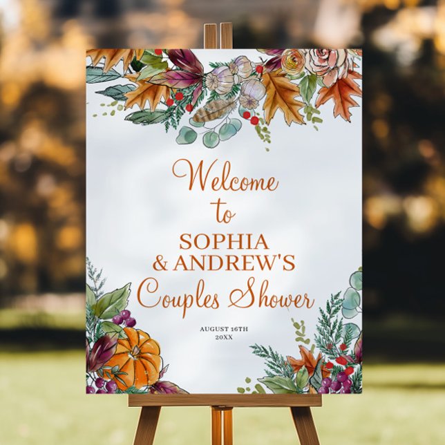 Fall Autumn Pumpkin Couples Shower Welcome Sign (Creator Uploaded)