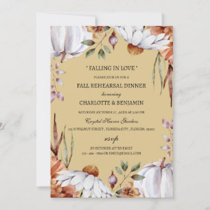 Fall Autumn Pumpkin Floral Rehearsal Dinner Invitation