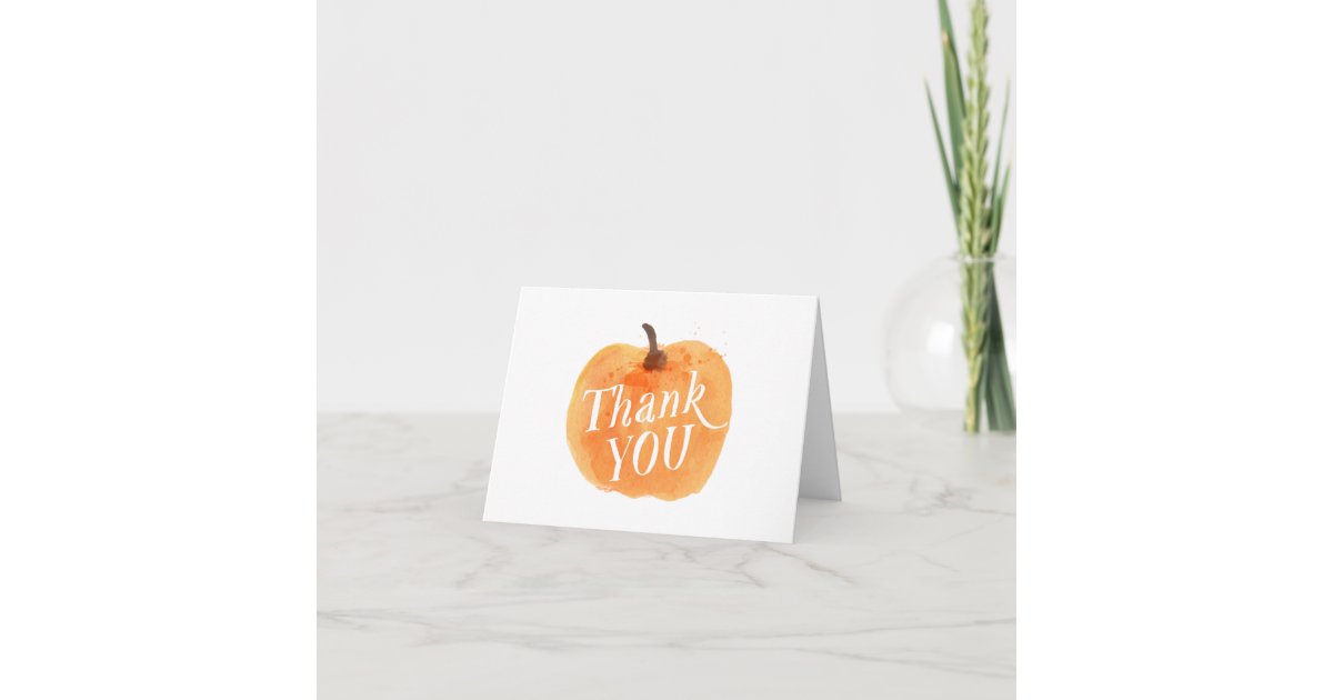 Fall Autumn Pumpkin Folded Birthday Thank You Card | Zazzle