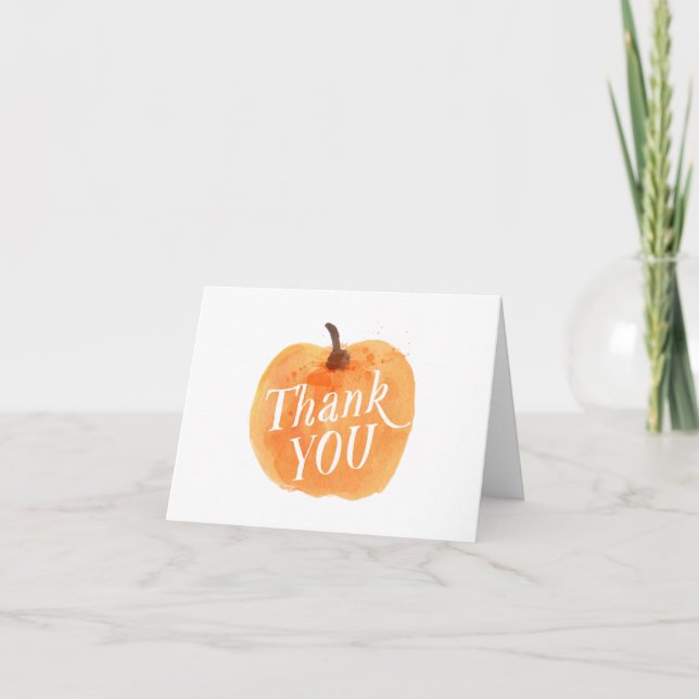 Fall Autumn Pumpkin Folded Birthday Thank You Card (Front)