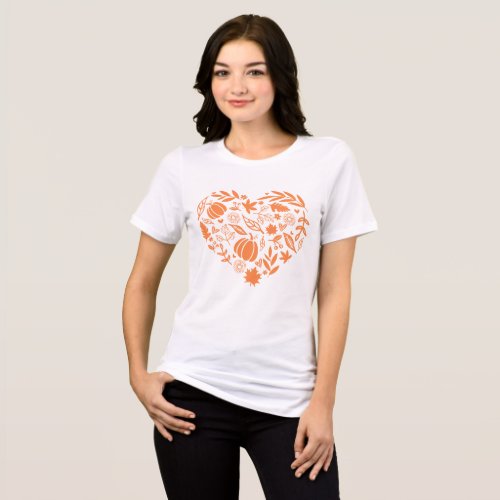 Fall Autumn Pumpkin Leaves Heart Tri_Blend Shirt