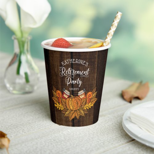  Fall Autumn Pumpkin Leaves Retirement Party Paper Cups