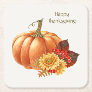 Fall Autumn Pumpkin Paper Coaster