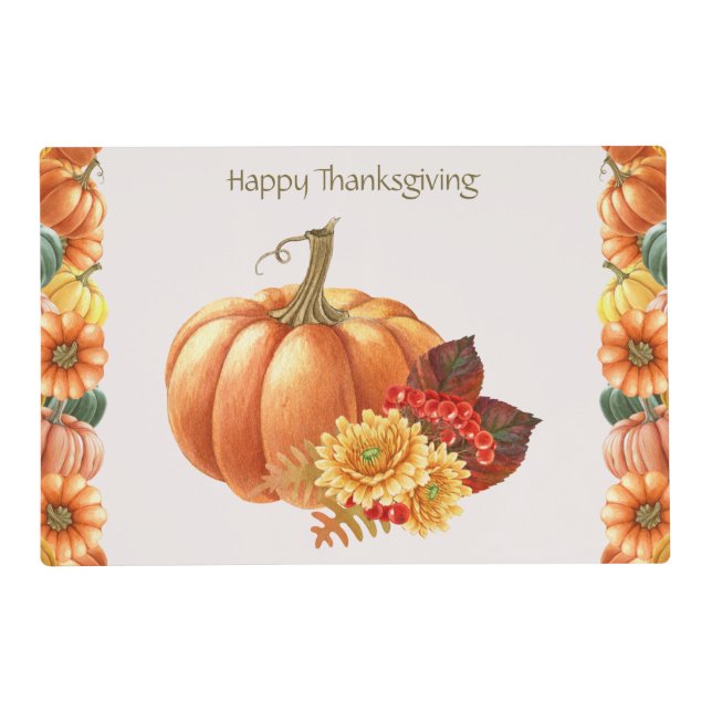 Fall Autumn Pumpkin Paper Placemat (Front)