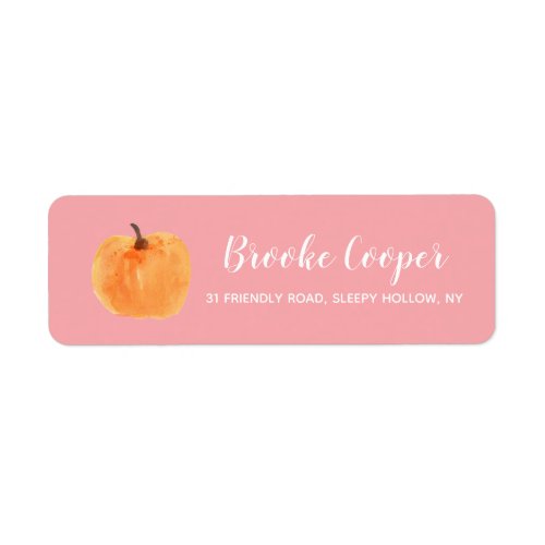 Fall Autumn Pumpkin Return Address Pink Label