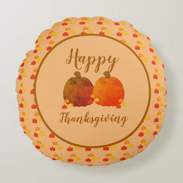 Fall/Autumn/Pumpkin  Round Pillow (Front)