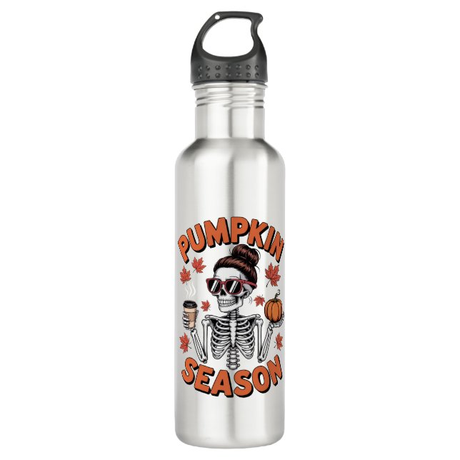 Fall Autumn Pumpkin Season Stainless Steel Water Bottle (Front)