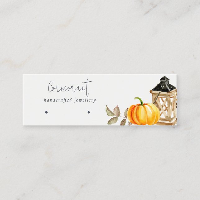Fall Autumn Pumpkin Stud Loop Hoop Earring Display Mini Business Card (Front)