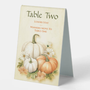 Fall Autumn Pumpkin Table Two Bunco Table Tent
