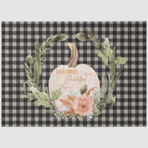 Fall Autumn Pumpkin Thankful Grateful Blessed Art Tissue Paper