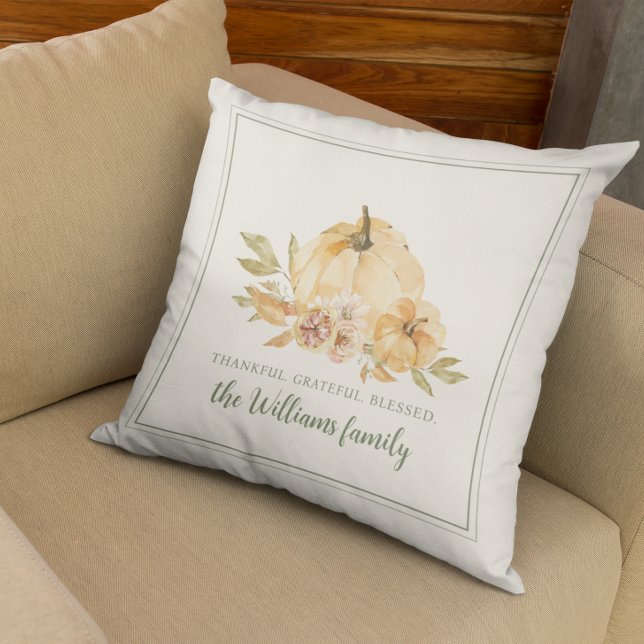 Fall Autumn Pumpkin Thanksgiving Personalized Throw Pillow (Creator Uploaded)