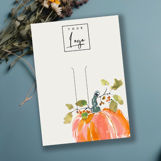 Fall Autumn Pumpkin Watercolor Hairpin Display Business Card (Creator Uploaded)