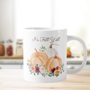  Fall Autumn Pumpkins and Flowers Giant Coffee Mug