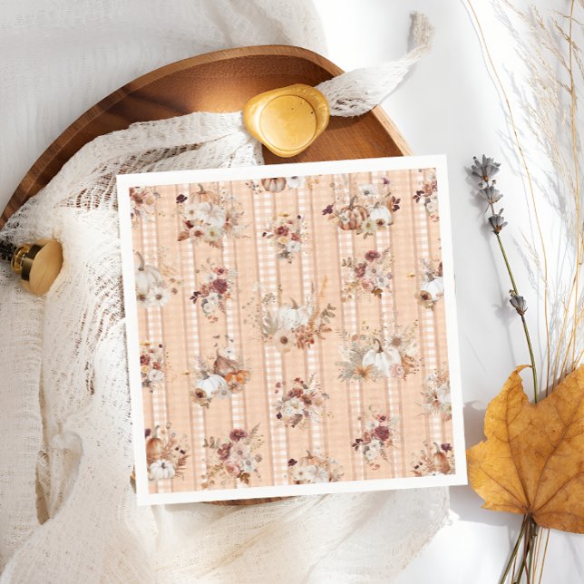 Fall Autumn  Pumpkins Floral Baby Shower Napkins (Creator Uploaded)