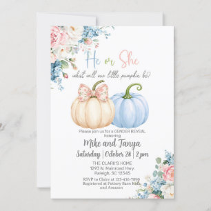 Fall Autumn pumpkins gender reveal invitation. Invitation