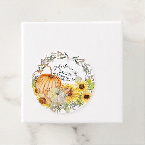 Fall Autumn Pumpkins n Sunflowers Baby Shower Art Favor Tags