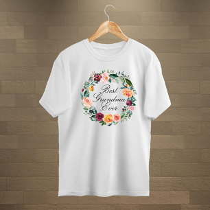 Fall Autumn Rose Flower Floral Wreath Best Grandma Tri-Blend Shirt