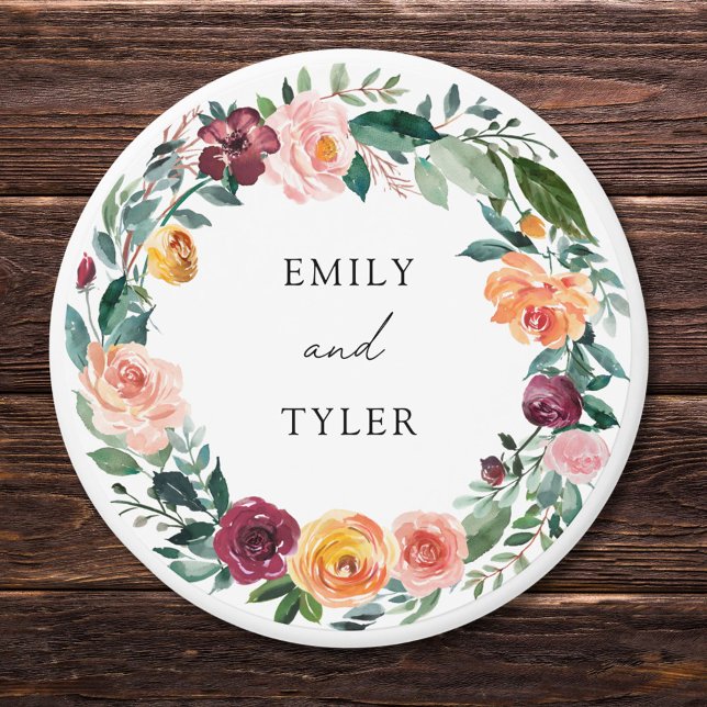 Fall Autumn Rose Flower Floral Wreath Wedding Mini Candle Favors (Close up)