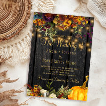 Fall autumn rustic barn wood floral wedding
