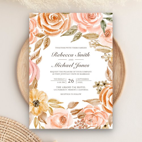 Fall Autumn Rustic Earthy Floral Wedding Invitation