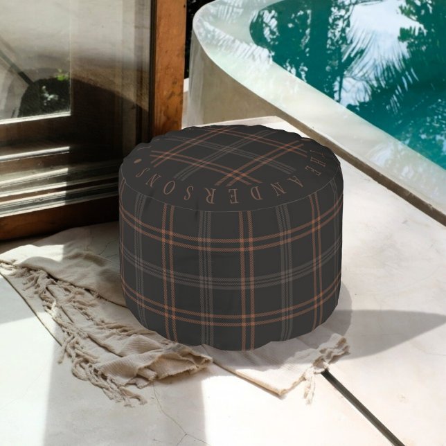 Fall Autumn Rustic Farmhouse Buffalo Plaid Gingham Pouf (Creator Uploaded)