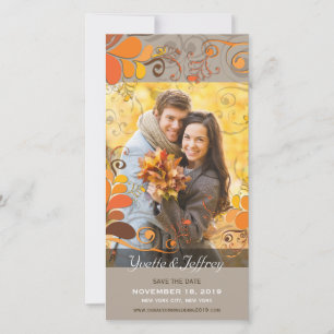 Fall Autumn Rustic Floral Leaves Save The Date