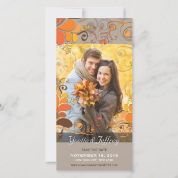 Fall Autumn Rustic Floral Leaves Save The Date by fat_fa_tin at Zazzle