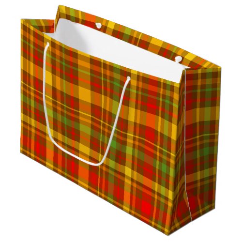 Fall Autumn Rustic Plaid Pattern Large Gift Bag