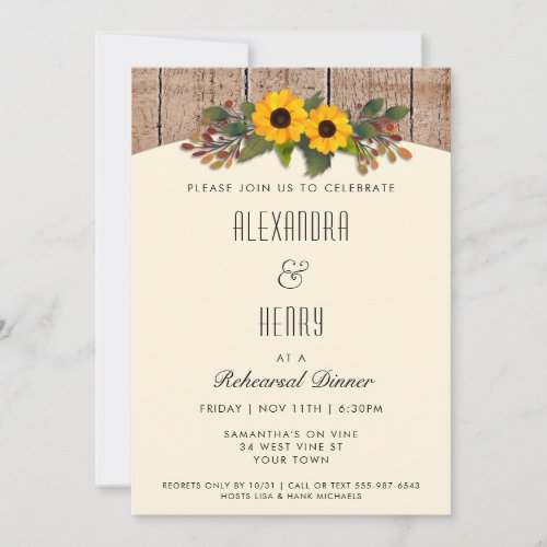 Fall Autumn Rustic Rehearsal Dinner Invitation