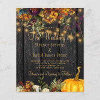 Fall autumn rustic wood budget wedding invitation