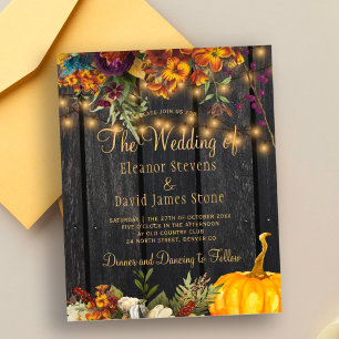 Fall autumn rustic wood budget wedding invitation